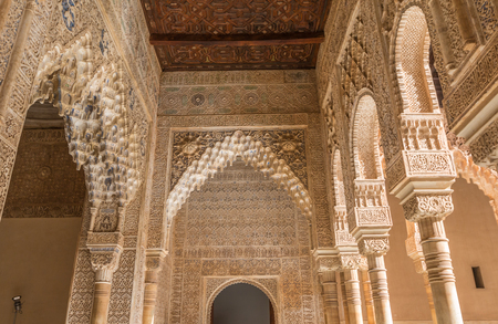 Walls inside Alhambra in Granada Spainのeditorial素材
