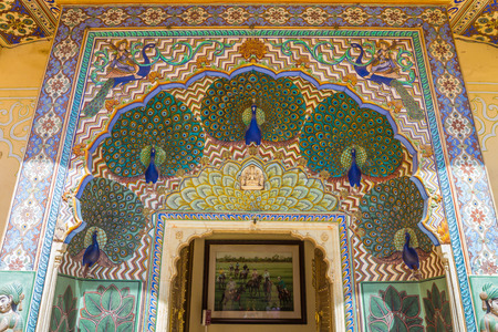 Peacock door in Jaipur Palaceの写真素材