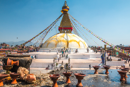 View of Boudanath temple in Kathmandu Nepalのeditorial素材