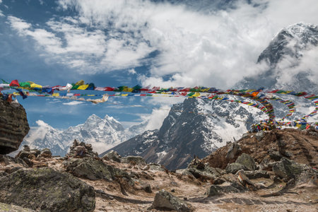 Prayer flags in Himalayas Nepal