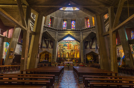 Inside church in Annunciation in Nazareth Israelのeditorial素材