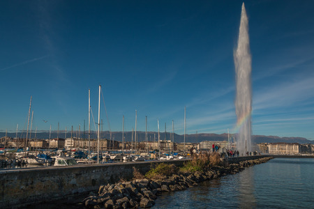 Jet deou fountain in Genevaの写真素材