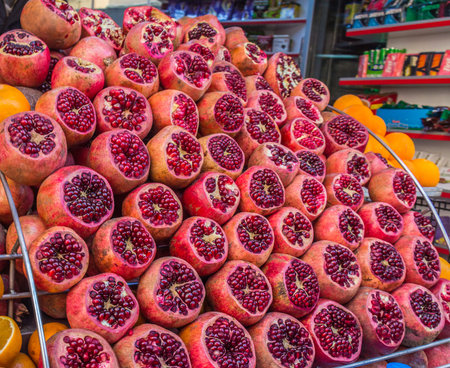 Pomegranate sold in Istanbulの写真素材