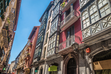 Old streets in Bilbao Basque country Spainの写真素材