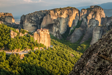 Sunset in Meteora Greeceの写真素材