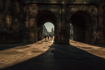 Roman old gate in Trierの写真素材