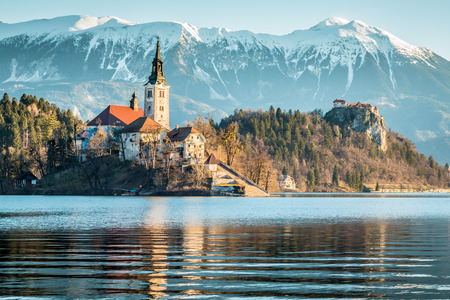 Island in Lake Bledの写真素材