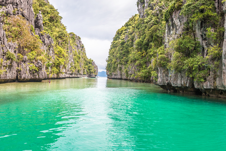 View of the Big Lagoon in El Nido Philippinesの写真素材