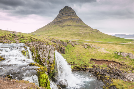 Kirkjufellsfoss in Icelandの写真素材