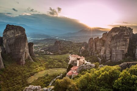 Sunset in Meteoraの写真素材