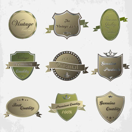 Collection of Premium Quality and Guarantee Labels with retro vintage styled designのイラスト素材