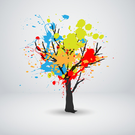 abstract tree forming by blotsのイラスト素材