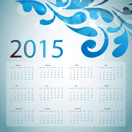 2015 Calendar. Vector illustration with floral elementsのイラスト素材