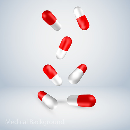 medical capsules dropping downのイラスト素材