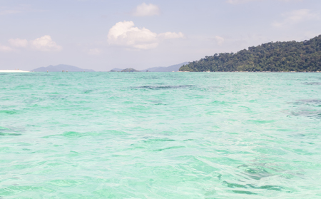 Clear waters at the coast of southern Thailand's Satun provinceの写真素材