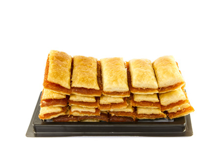 Closeup stack of pineapple pie on white backgroundの写真素材