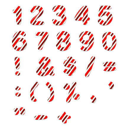 0-9 candy cane font numerals の写真素材