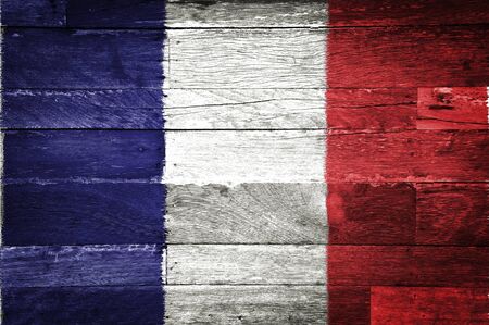 france flag painted on old wood backgroundの写真素材