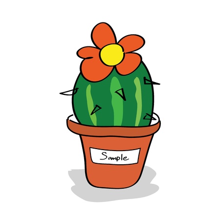 Cactus in a pot with tagsのイラスト素材