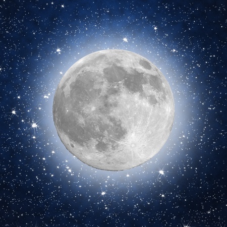 Full Moon with stars in the backgroundの写真素材