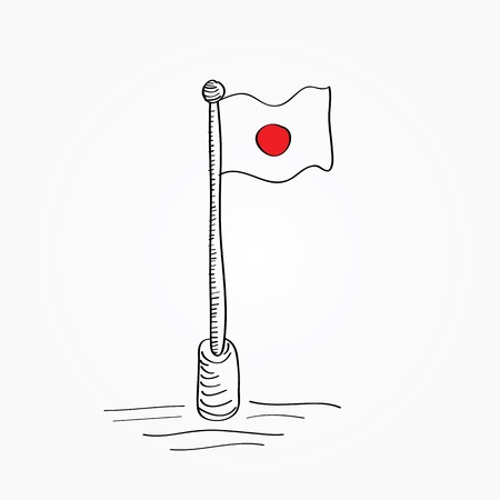 Japan flag cartoon doodle hand drawing - Vectorのイラスト素材