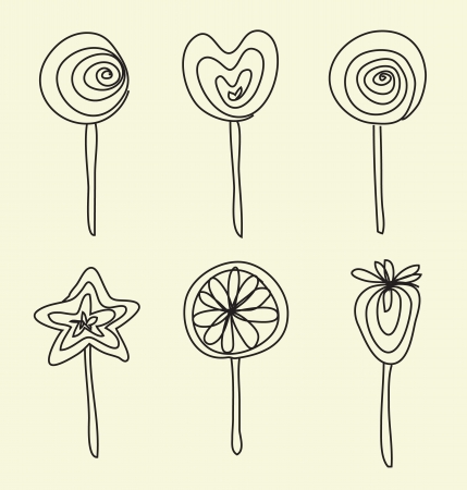 Hand drawing lollipops cartoon doodleのイラスト素材