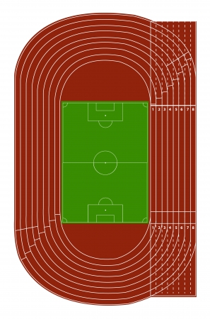 Top view of running track and soccer field on whiteのイラスト素材