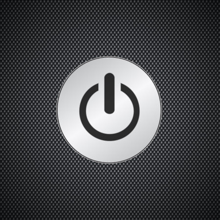 Power button on black metal background