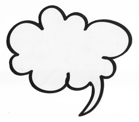 Blank white paper speech bubbles on whiteの写真素材