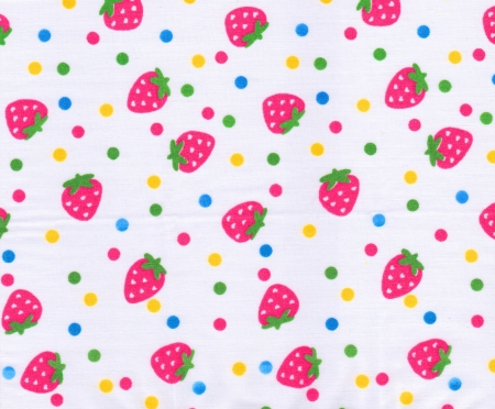Strawberry pattern on white fabric backgroundの写真素材