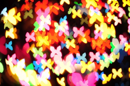 Defocused of christmas light butterfly shapeの写真素材