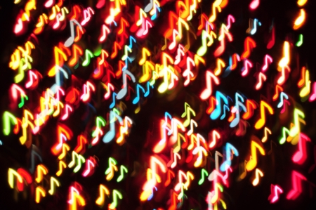 Music note on christmas light defocusedの写真素材