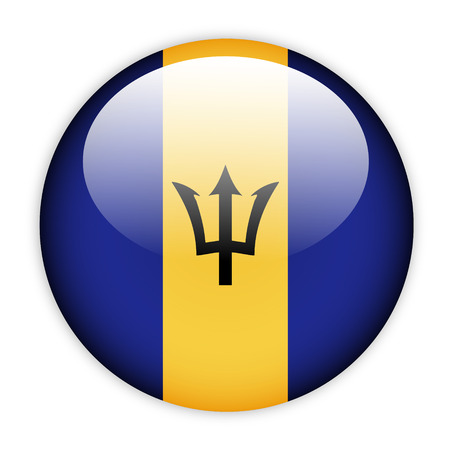 Barbados flag button on whiteの写真素材