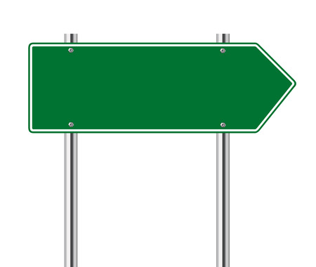 Green arrow to the right road sign on whiteの写真素材