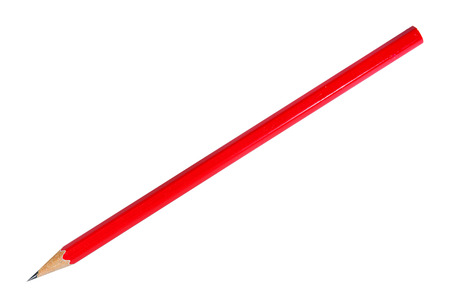 Red pencil on white backgroundの写真素材