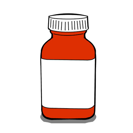 Medical brown bottle with white label on white backgroundのイラスト素材