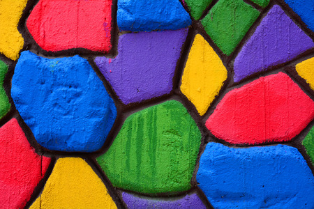 Colorful stone block wall backgroundの写真素材