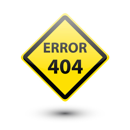 ERROR 404 yellow sign on whiteの写真素材