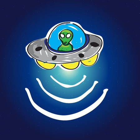 UFO in space with stars backgroundの写真素材
