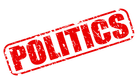 POLITICS red stamp text on whiteの写真素材