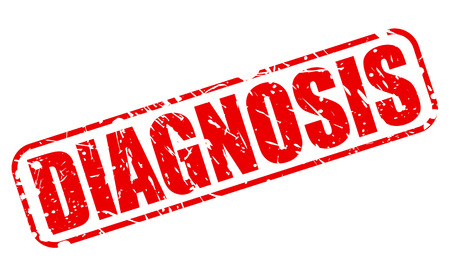 DIAGNOSIS red stamp text on whiteの写真素材