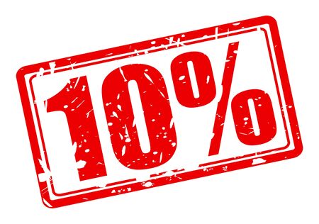 10 percent red stamp text on whiteの写真素材