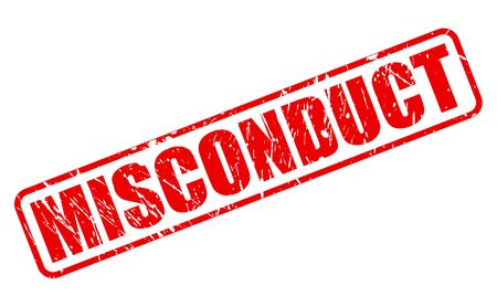 MISCONDUCT red stamp text on whiteの写真素材
