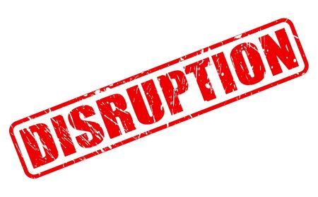 DISRUPTION red stamp text on whiteの写真素材