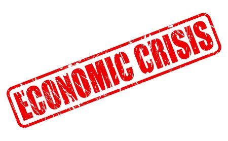 ECONOMIC CRISIS red stamp text on whiteの写真素材
