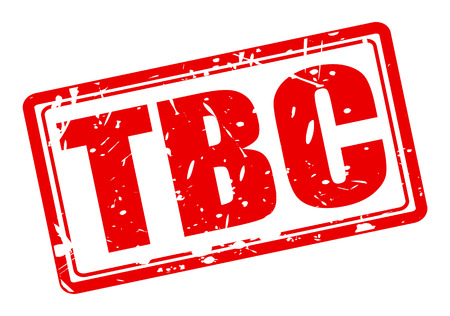 TBC red stamp text on whiteの写真素材