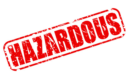 HAZARDOUS red stamp text on whiteの写真素材