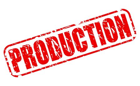 PRODUCTION RED STAMP TEXT ON WHITEの写真素材