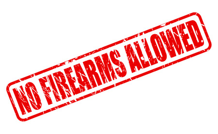 NO FIREARMS ALLOWED red stamp text on whiteの写真素材
