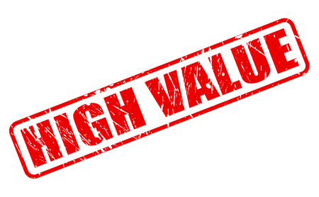 HIGH VALUE red stamp text on whiteの写真素材